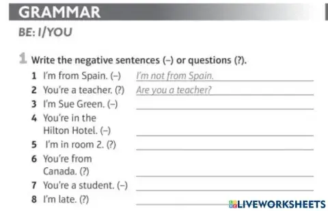 Verb to be negative interrogative