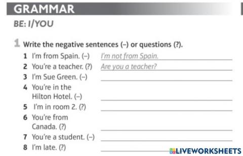 Verb to be negative interrogative