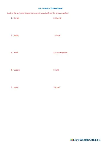 Cambridge Latin Course 1 Stage 1 Verb revision