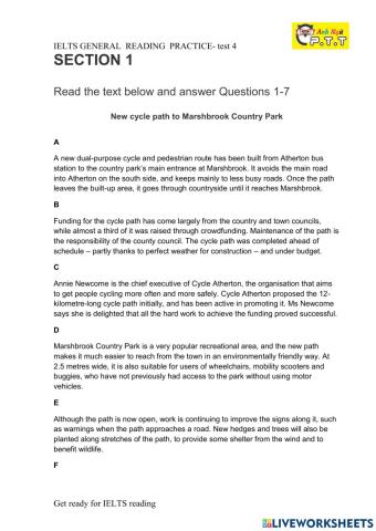 IELTS GENERAL READING TEST 4-P1 classification