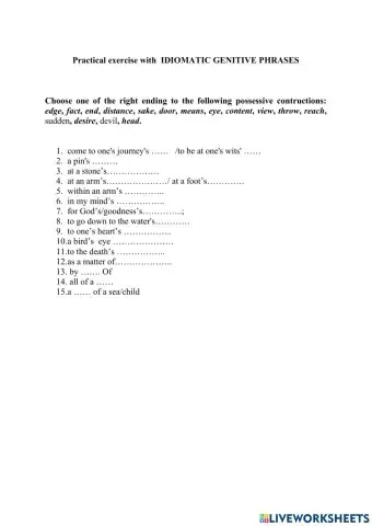 Idiomatic phrases with the Genitive