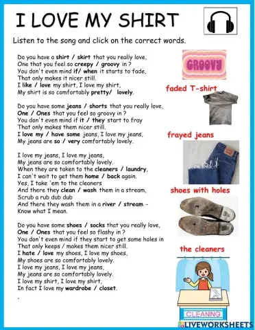 I Love my Shirt Song Activity