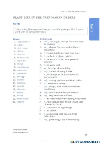 Barron's IELTS - Unit 1.3 - The Natural World