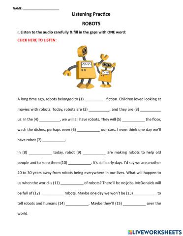 LISTENING PRACTICE - ROBOTS