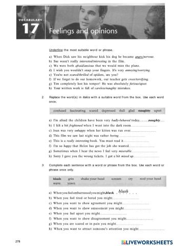 Feelings and Opinions B1