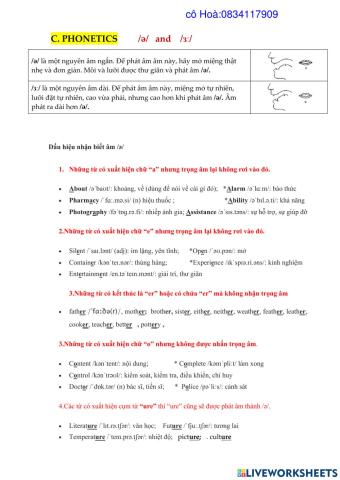 Phát âm -ǝ-  ,   -ɜː-