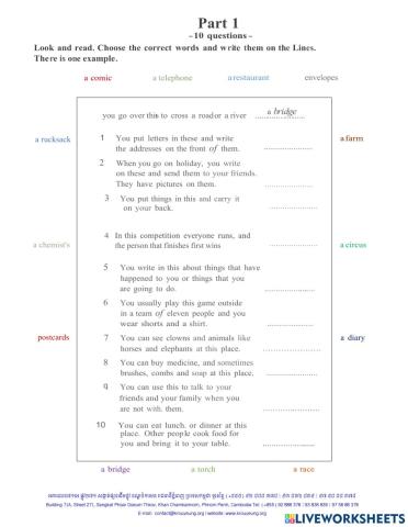 Placement test-flyers reading and writing
