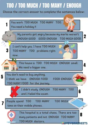 Too 7 enough - too many - too much