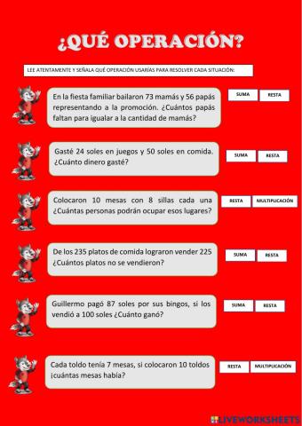 Elección de opeaciones