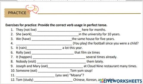 Present Perfect Tense gap filling by Teacher Kasim