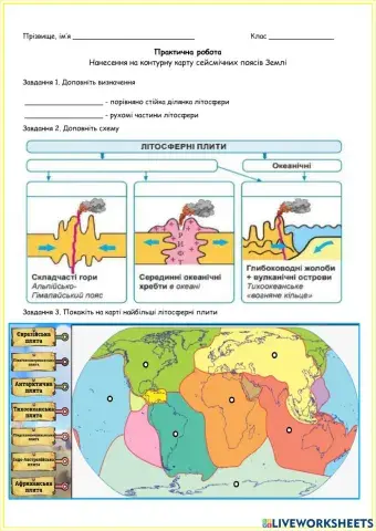 Практична робота 7 Сейсмічні пояси 6 кл НУШ Кобернік