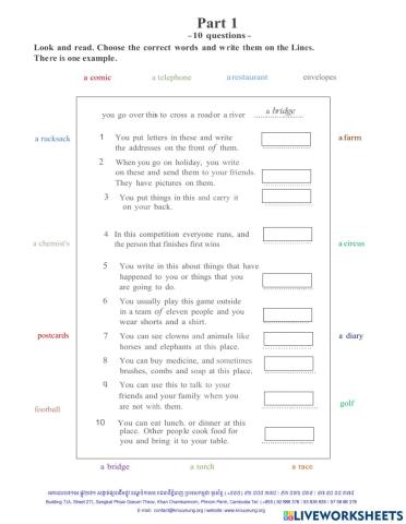 Entrance exam-flyers-reading and writing