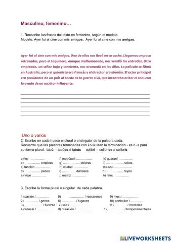 Masculino o femenino