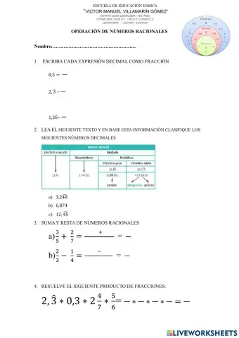 Operacion d enumeros racionales