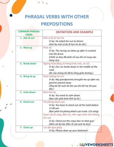 Phrasal Verbs with other Prepositions