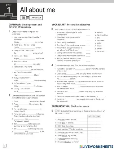 Hw - personality adjectives 2