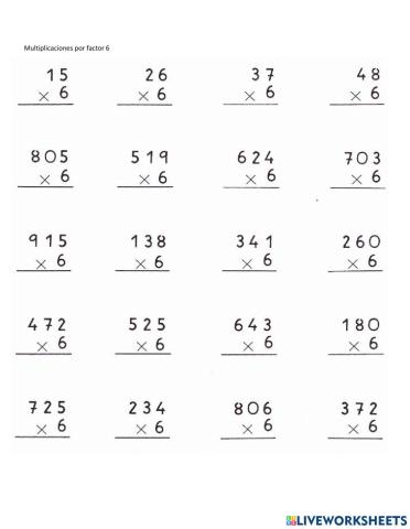 Multiplicaciones por factor 6