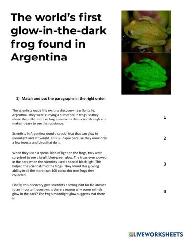 Reading practice The world's first glow-in-the-dark frog