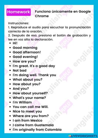 Greetings and personal information