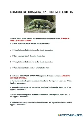 KOMODOKO DRAGOIA. AZTERKETA TEORIKOA