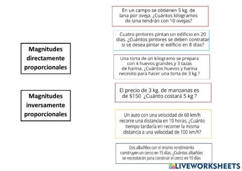 Magnitudes diractemente e inversamente proporcionales