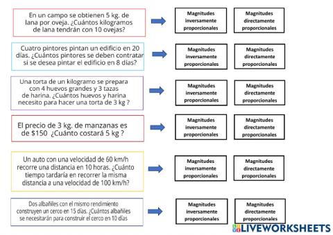 Magnitudes directamente e inversamente proporcionales