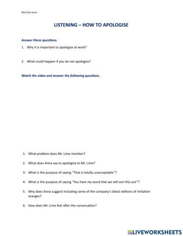 Listening - How to apologize at work
