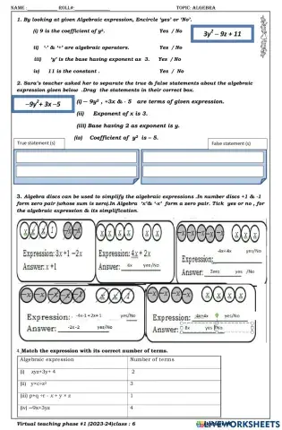 Simplification of algebraic expression
