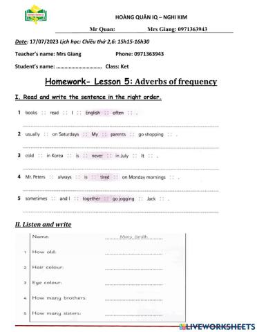 Adverbs of frequency