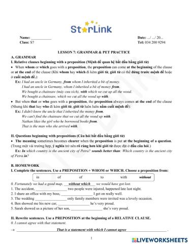 Viet Teacher-S7-Week 7-Lesson 7-Grammar - PET Practice