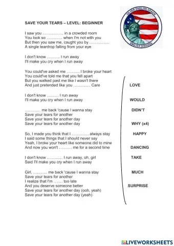 Save your tears - song - beginners