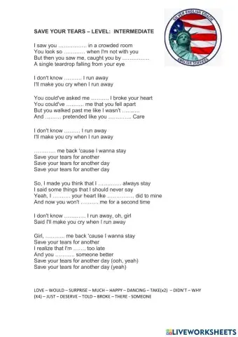 Save your tears - intermediate