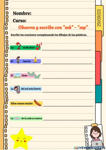 Observa y escribe con -mb- - -mp-