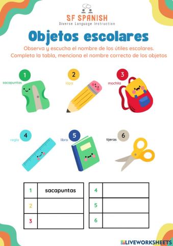 Objetos escolares