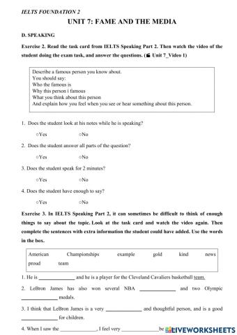 Mindset for ielts - level 1 - unit 7 - speaking