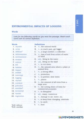 Barron's IELTS - Unit 1.1 - The Natural World