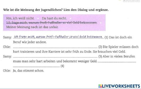 B 1.1. JuKu Lektion 38: Redemittel Meinung ausdrücken