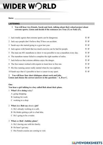 Listening and reading EoYtest
