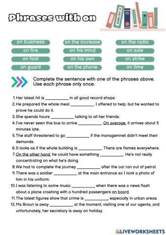 Phrases with on