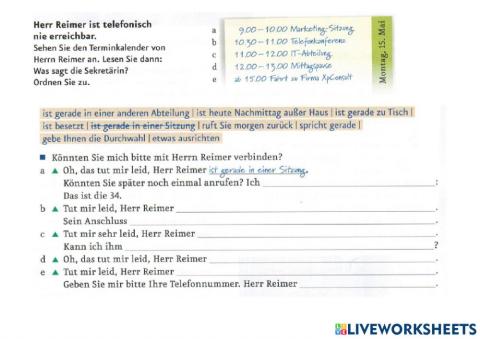 B 1.1. Lektion 4: Telefongespräch