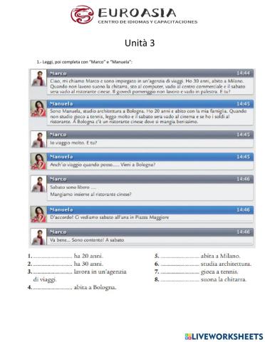 Unita 3 al bar - nel tempo libero