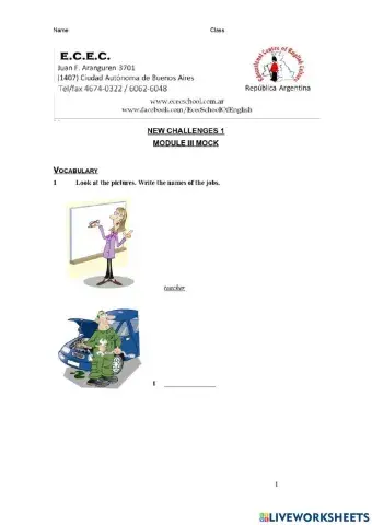 New challenges 1  module III mock