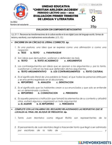 LENGUA Y LITERATURA 3roBGU-8