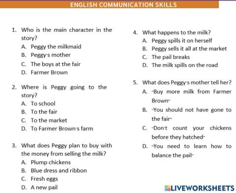 The milkmaid and the Spilled Milk Story reading comprehension by Teacher Kasim