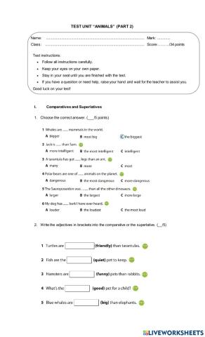 TEST UNIT ANIMALS (PART 2)