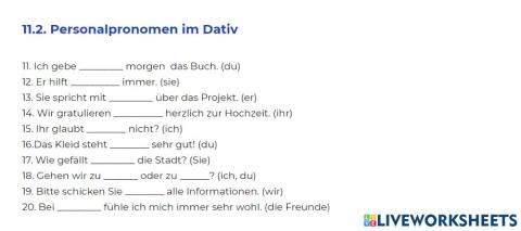 Personalpronomen im Dativ