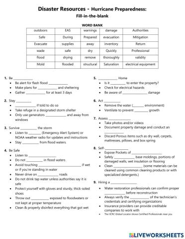 Health & Saftey - Hurricane Preparedness