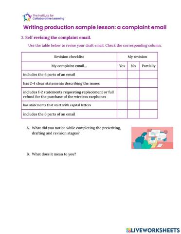 Self-revising a complaint email