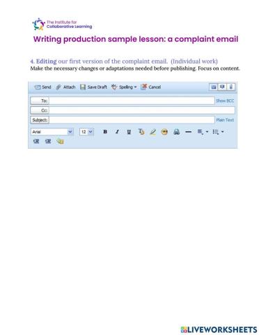 Editing a complaint email