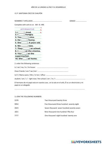 Prueba de ingles , secundaria